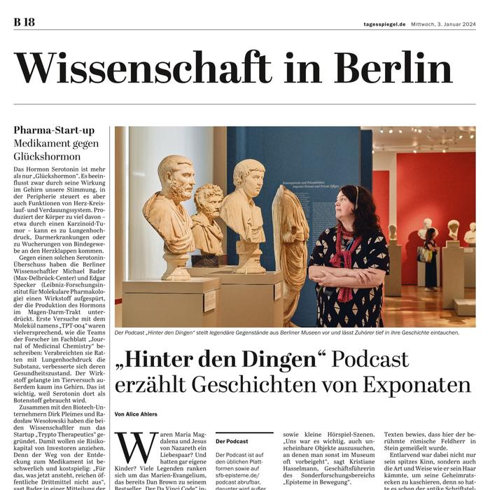 Ausschnitt Artikel Tagesspiegel „Hinter den Dingen“